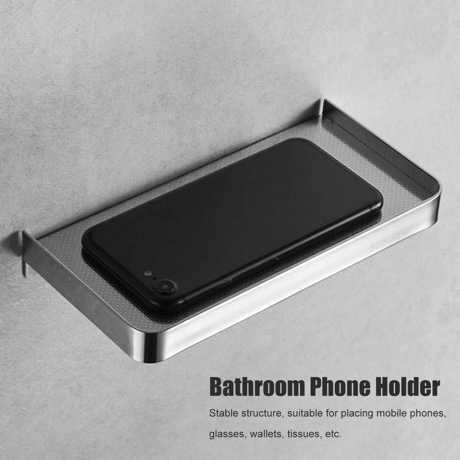 

Bathroom Phone Holder Wall Mounted Thick Phone Storage Shelf Toilet Accessory 185x90mm Toilet Phone Rack Toilet Phone Shelf