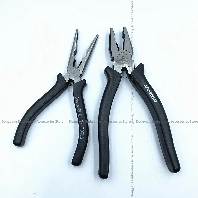 1PCS Vise 6-Inch Needle Nose Pliers 7-Inch Flat Nose Pliers Repair Machine Tools Computer Embroidery Machine Accessories