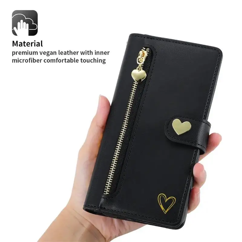 For Motorola Moto E13 Zipper Wallet Case Moto E32S Leather Flip Book Cover For MotoE32 E22 i E20 E30 E40 E7 Power Plus Funda