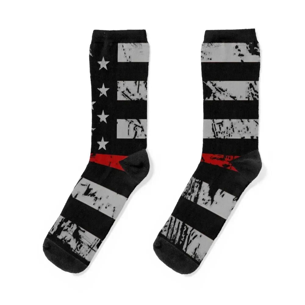 Thin Red Line Flag - Firefighter Tribute (Horizontal Version) Socks moving stockings floral luxury Male Socks Women's