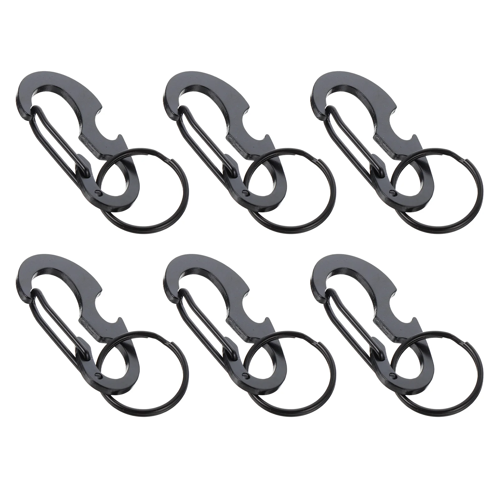 

6 Pcs Multifunctional Keychain Stainless Steel Rings Outdoor Bottle Opener Openers for Shape Locking Carabiner Link Fob