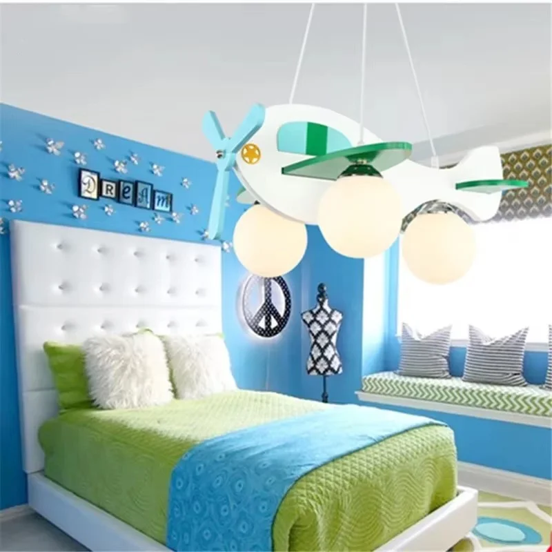 BERTH Children's Airplane Pendant Lamp Vintage LED Creative Cartoon White Fashion For Decor Kids Bedroom Kindergarten