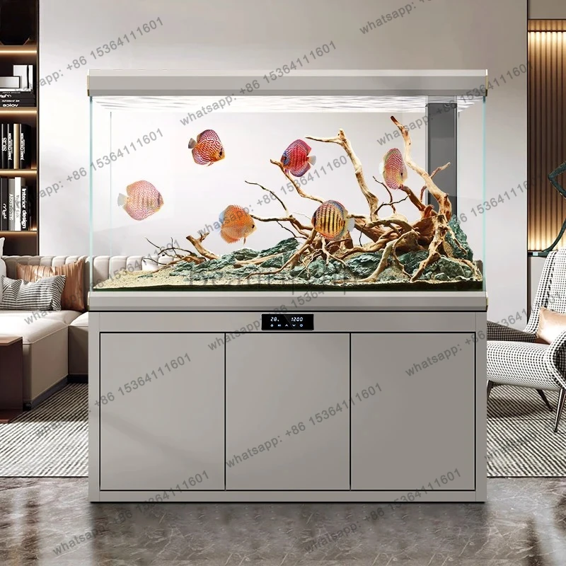 Ultra-clear Glass Fish Tank Living Room Large Screen Floor-standing Home Entrance Partition Wall Bottom Filter Goldfish Tank