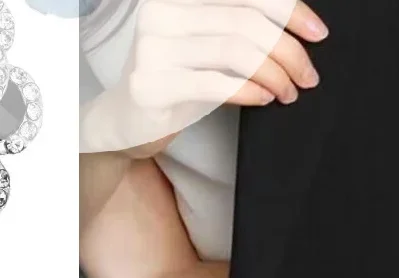 دبابيس زهرة حجر الراين الأسود الرائعة للنساء دبابيس التلبيب الأنيقة مجوهرات الزفاف الديكور #1