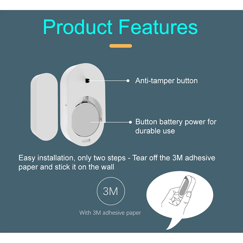 สีขาว 433MHz เซ็นเซอร์ประตูไร้สายเปิดหน้าต่าง & Unclosed ฟังก์ชั่นเตือนสําหรับ WiFi GSM Home Security ALARM Host PG103 107