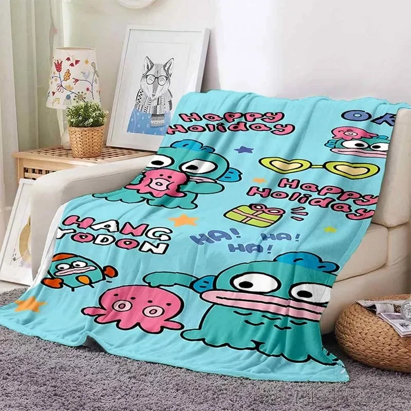 Hello Kitty Hangyodon Cartoon Soft Fluffy Children Adults Sofa Plush Summer Quilt Girl Bedspread Throw Blanket for Sofa Bed