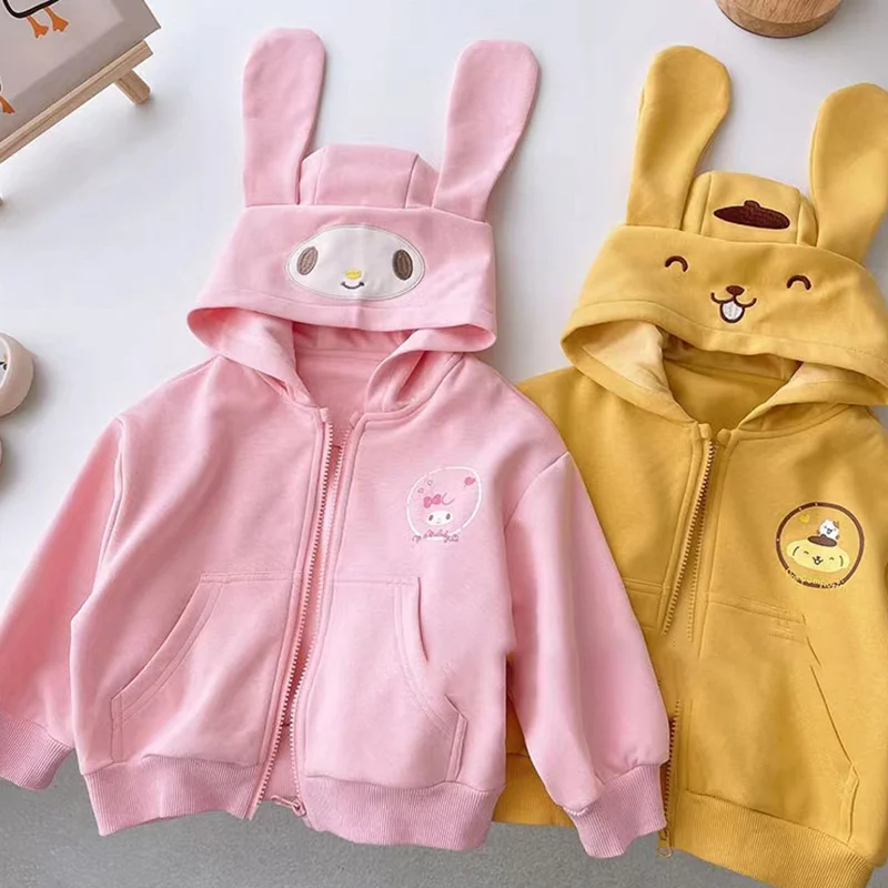 2023 Sanrio Anime Kuromi Cinnamoroll Melody Boys And Girls Sweatshirt Cute Cartoon Jacket Long Sleeve Coat Hoodie Dress Gift