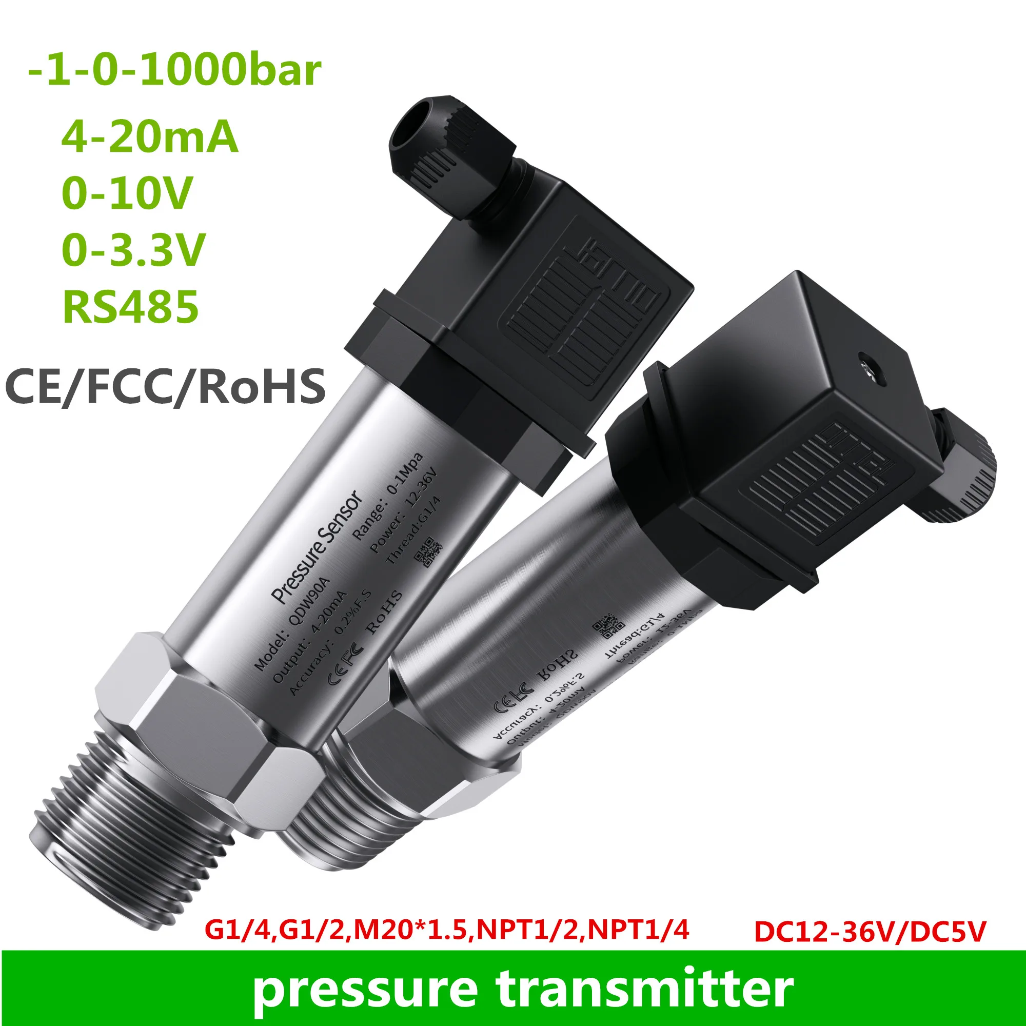 

Pressure Sensor 1.6MPA/10bar/100psi/100Kpa/50mbar oil water gas pressure 4-20mA 0-10V RS485 0-3.3V pressure transmitter