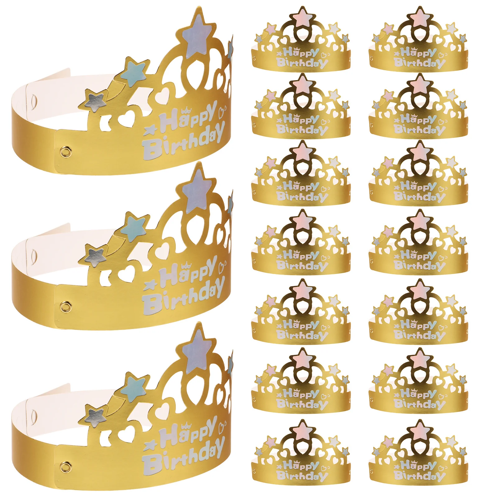

50Pcs Gold Birthday Crowns Paper Hats Kids Party Hats Foldable Birthday Headwear Toddlers Paper Crowns for Kids to Decorate
