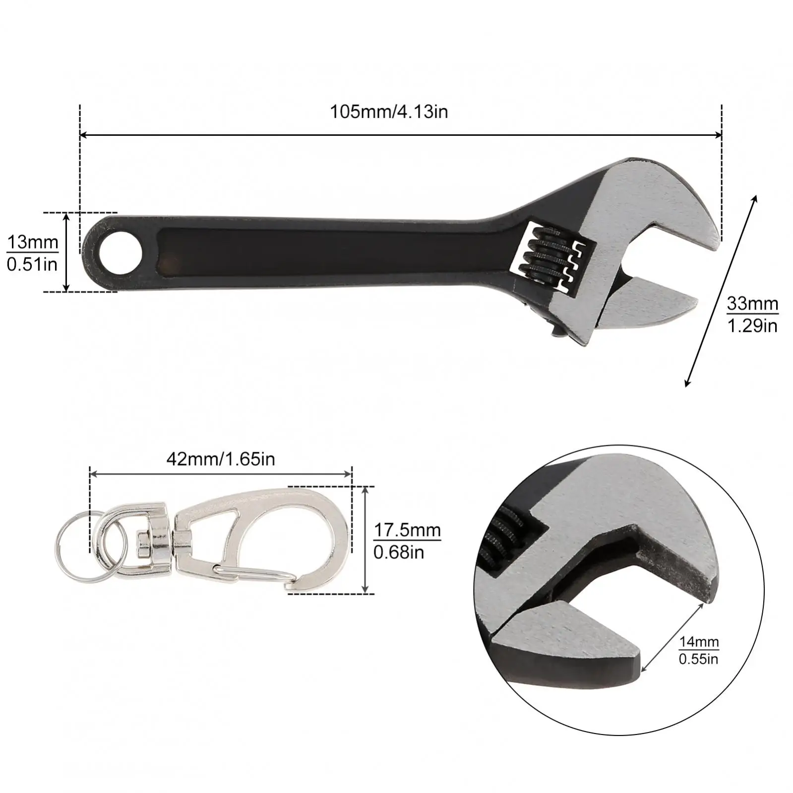 Universal Mini Wrench Keychain Portable Hand Tool Stainless Steel Adjustable Jaw Spanner Key Chain Wrench Repairing Tool