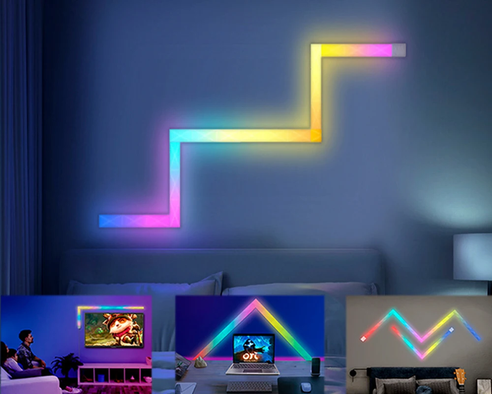 Smart LED Lightbar RGB Light Applique murale intérieure, WiFi RGBIC Panneaux lumineux Smart fonctionne avec Alexa et Google Assistant, design DIY, synchronisation de la musique, contrôle de l'application