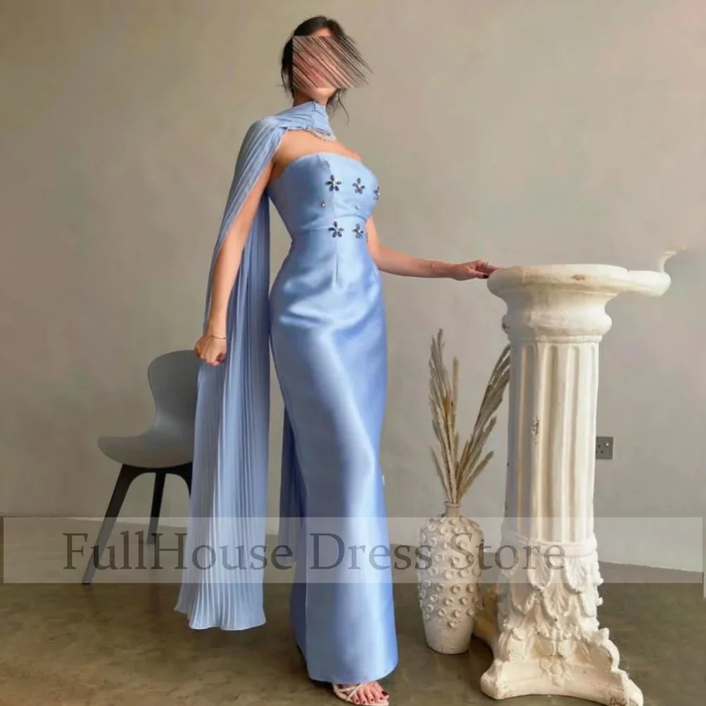 Occasioni su misura Colletto a barca Abito da sera tubino in raso alla caviglia Abito da sposa con perline senza schienale con scialle Abiti da