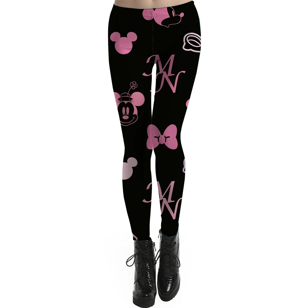 Disney Minnie Mickey Mouse print Spring and Autumn New Women's Sexy Pulling Underpants  Elastic Tight Camo Casual Pencil Pants ﻿