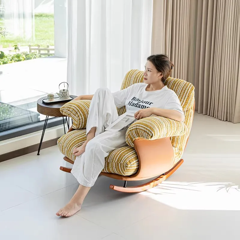 Living room rocking chair lazy sofa balcony retro style reclining chair household single sofa can be disassembled and washed