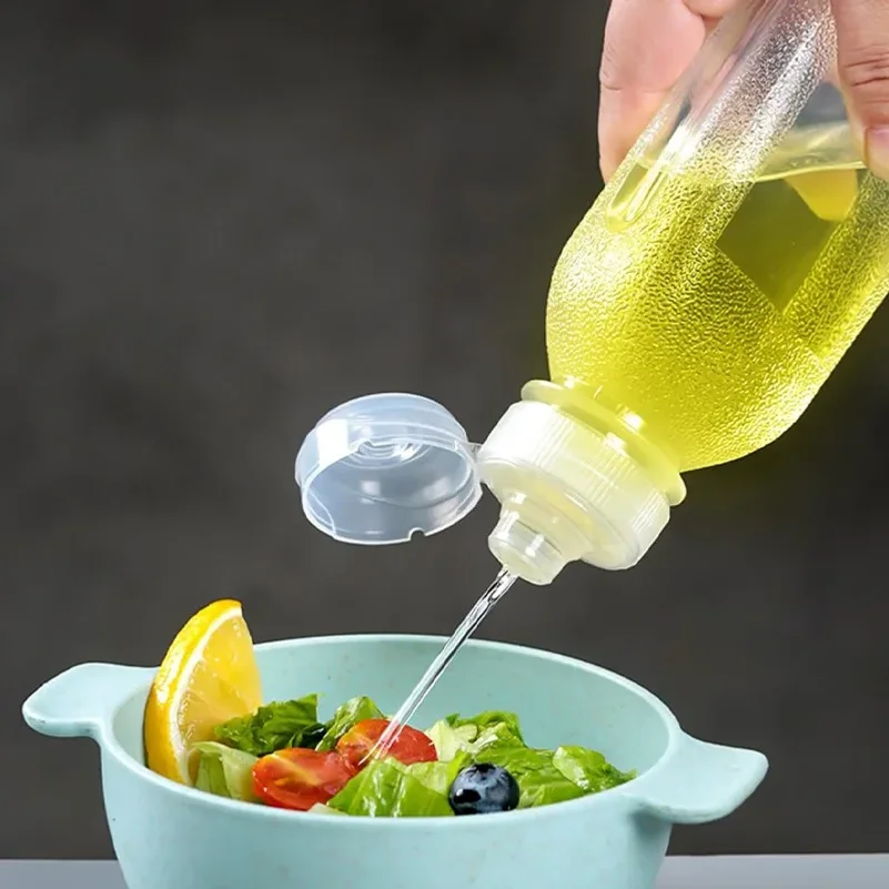 

2PCS 300/500ml Kitchen Oil Bottle Plastic Seasoning Squeeze Bottle Dispenser for Salad BBQ Sauce Condiment Cooking Tool