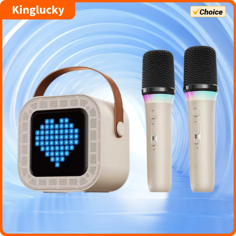 Kinglucky K26 Karaoke Machine Portable  Speaker System with 1-2 Wireless Microphones Home Family Singing Children's Gifts