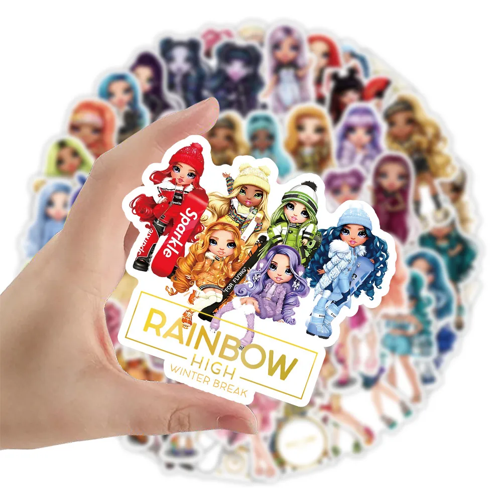 ملصقات دمية قوس قزح لطيفة مكونة من 51 قطعة - شارات زخرفية لأجهزة الكمبيوتر المحمولة وحقائب الهواتف وحقائب الظهر والمجلات لتسجيل متجر YourLife