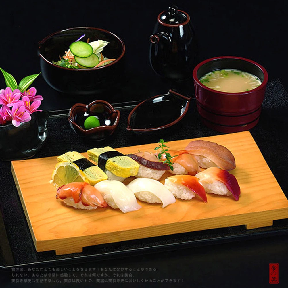 

Bamboo Sushi Plate Tray Practical Food Dish Storage Japanese Style Wooden Kitchen Bar Utensil Set Fruit Holder Sushi