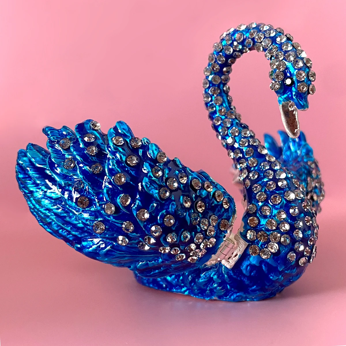 Crystal Elegant Swan Figurine Swan Trinket Jewelry Box Collectible Jeweled Ring Holder Hinged Table Ornament Gift for Wedding - view 5