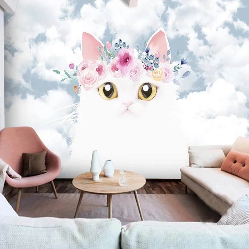 Customized Photo 3D Wallpaper Mural Modern Cartoon Cute Cat Children Room Bedroom Living room sofa TV background wall restaurant