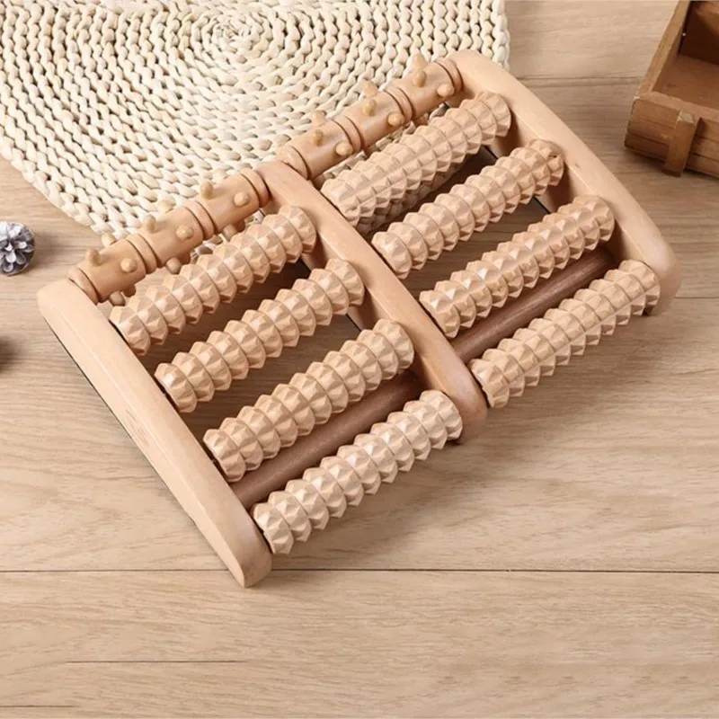 

Eight rows solid wooden roller foot massager pedicure machine foot brush wooden feet meridians foot massager