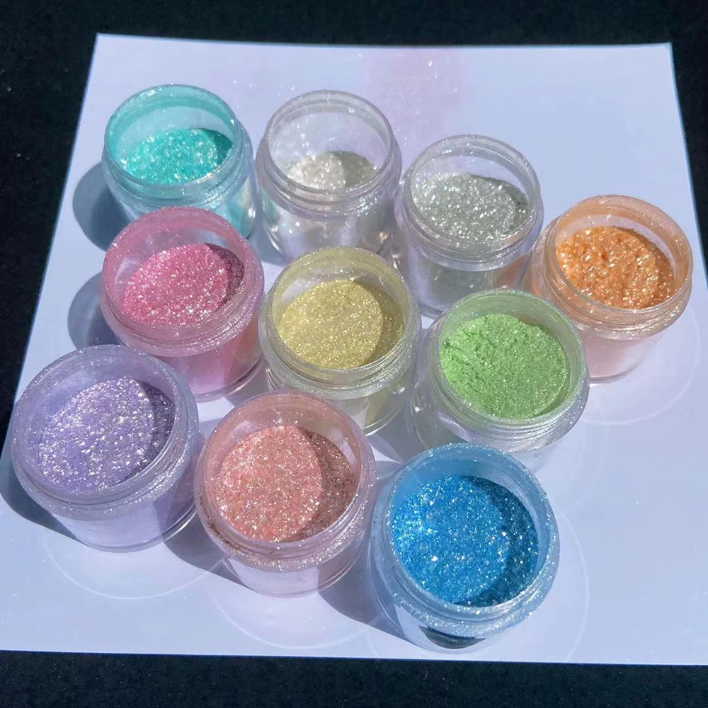 1 Bottle 10g Polarized Opal Nail Powder Aurora Flakes Fragments Manicure DIY Decoration Pigment Multi Colors Nail Dust