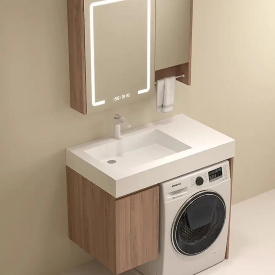 Small apartment balcony, washbasin, washing machine integrated cabinet, slate machine, basin, toilet, washbasin, bathroom cabine