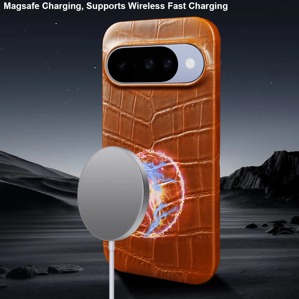 Magnetic Genuine Real Leather Case For Google Pixel 11 10 9 Pro XL 10A 9A 8 8A 7A 7 6A 6 Pro For Magsafe Phone Case Back Cover