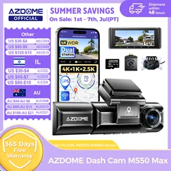 AZDOME-cámara de salpicadero 4K M550 Max, GPS incorporado, Wifi, DVR para coche, pantalla de 3,18