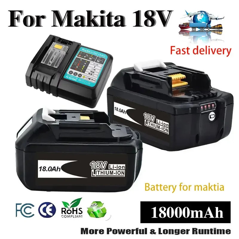 Original 18VMakita Lithium Ion Rechargeable Battery 18.0Ah for Makita BL1860, BL1830, BL1850 Batteries, Durable and Long-lasting