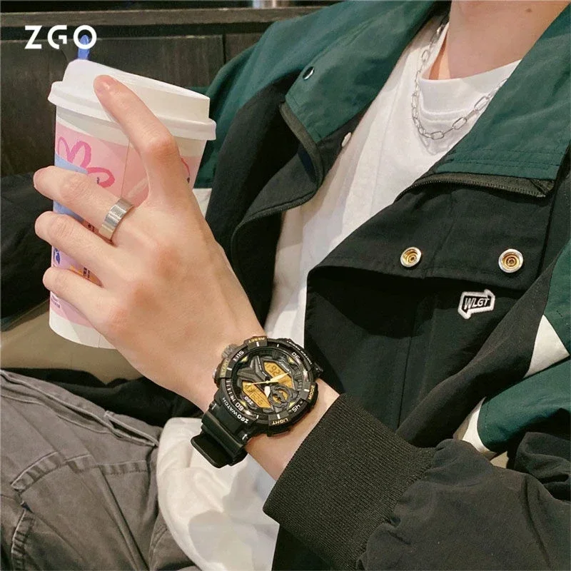 ZGO Animation Joint Genuine Boys Luminous Sports Watch Cool Sports Watch Black Technology Electronic Watches