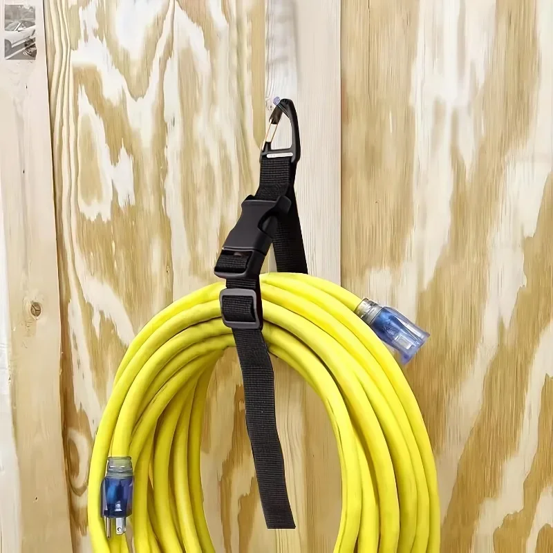 3pcs Heavy-Duty Adjustable Extension Cord Organizer with Tool-Free Setup - Black Polypropylene Cable Holder, Secure Cable