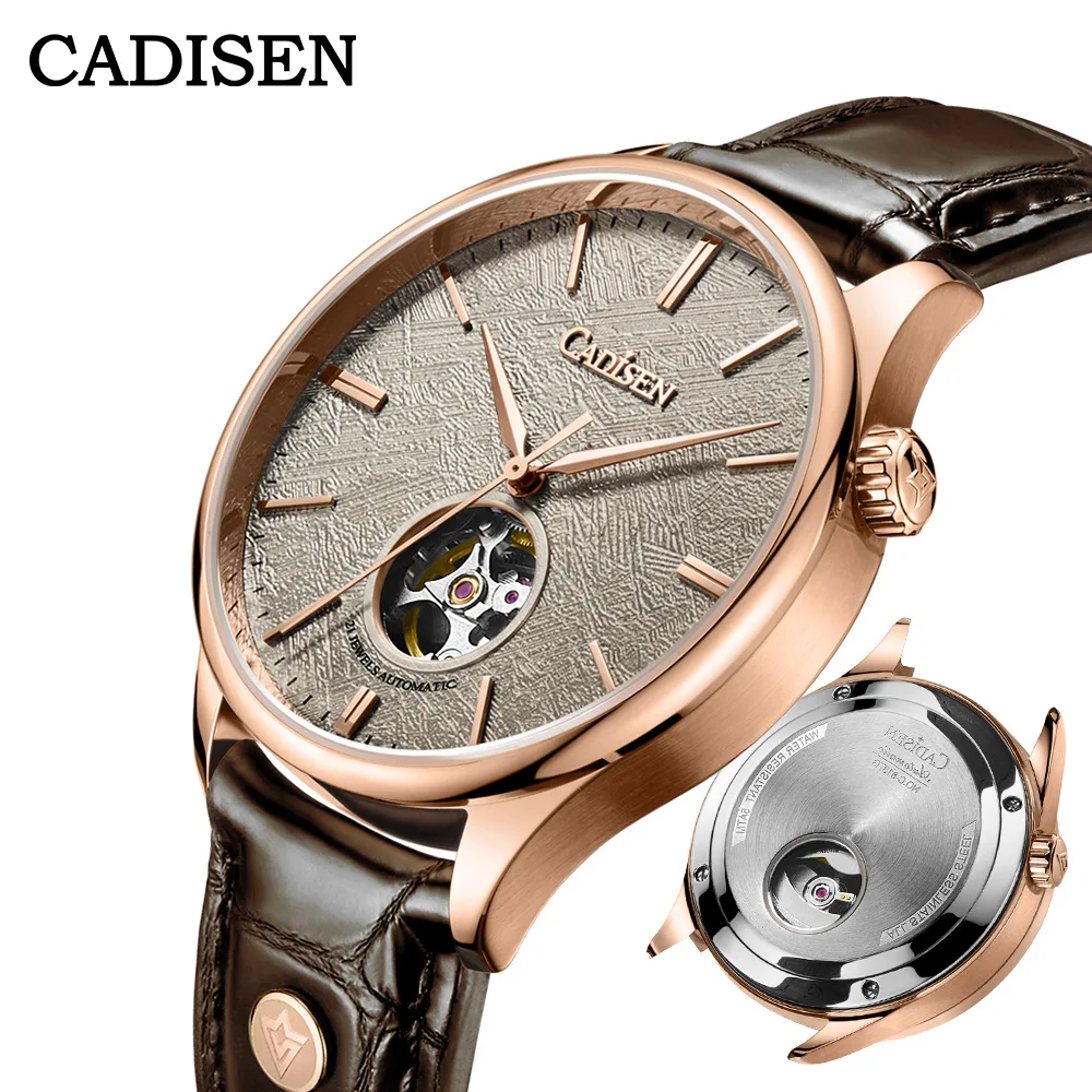 CADISEN C8187 Men`s Watch Meteorite Dial MIYOTA-82S0 Movt Mechanical Automatic Wristwatch Sapphire Glass Tourbillon Watches 5ATM