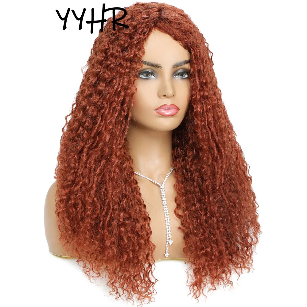 Good Quality Synthetic Wigs for Cosplay Women Natural Wig Medium Long Style Orange Red Color Side Part African Female Hair Wig