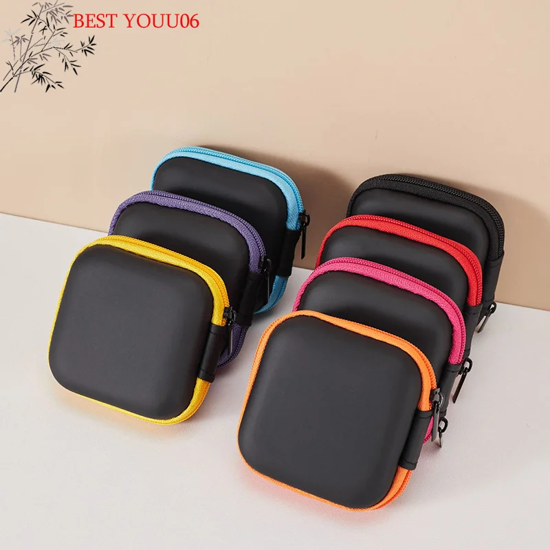 (YOUU06)Portable Shockproof Headphone Case Earphone Bag Headset Storage Bag Hard Shell Earphone Memory Card USB Cable