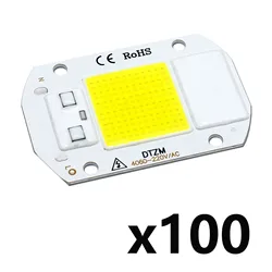 100 szt. Układ scalony COB AC220V 50W z ciepłym białym i zimnym białym silnikiem inteligentny układ scalony do reflektora reflektorów DIY LED