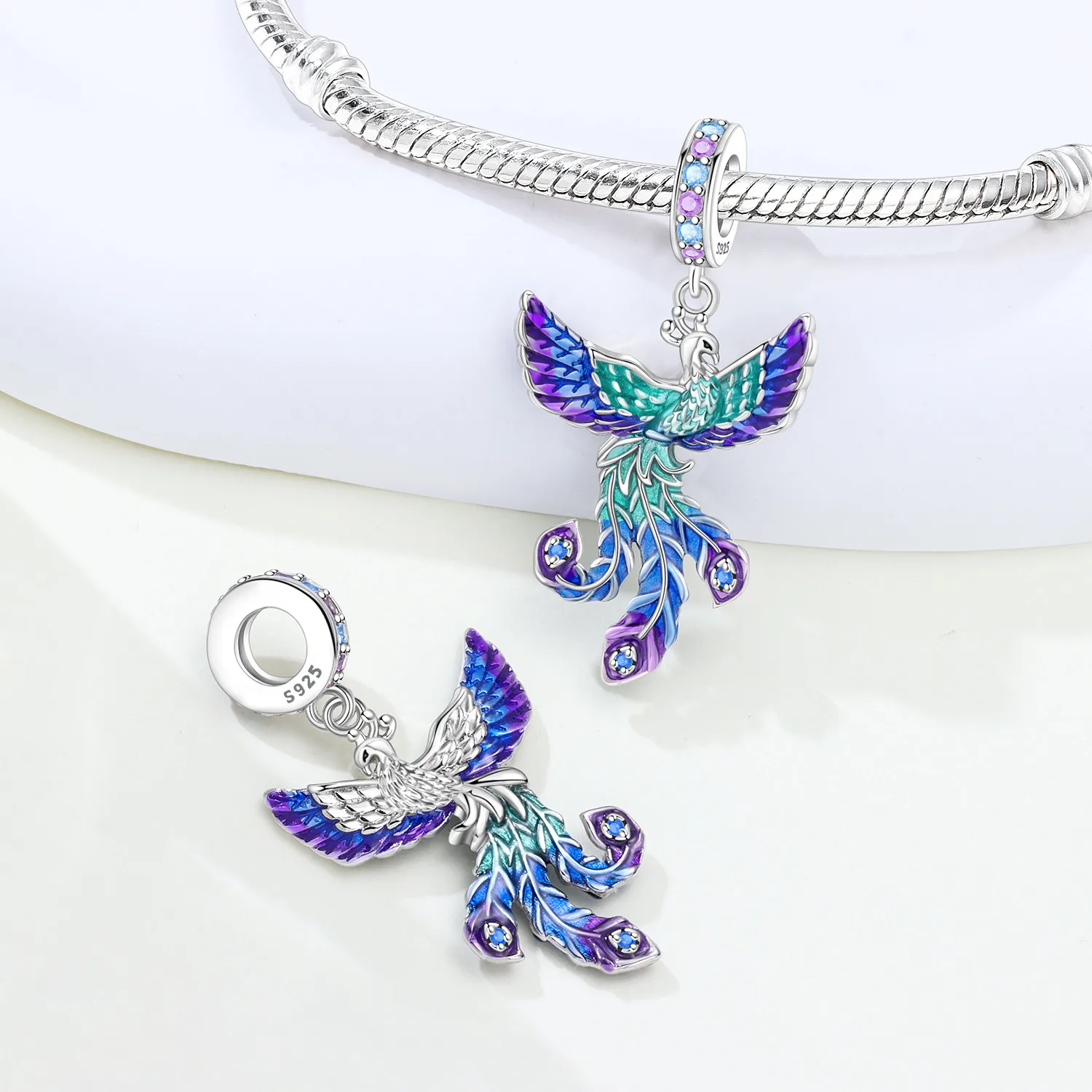 Original Hot Sale Charms Bead 925 Sterling Silver Lucky Eternal Phoenix Pendant Fit Bangle Bracelet Necklace DIY Jewelry Gifts