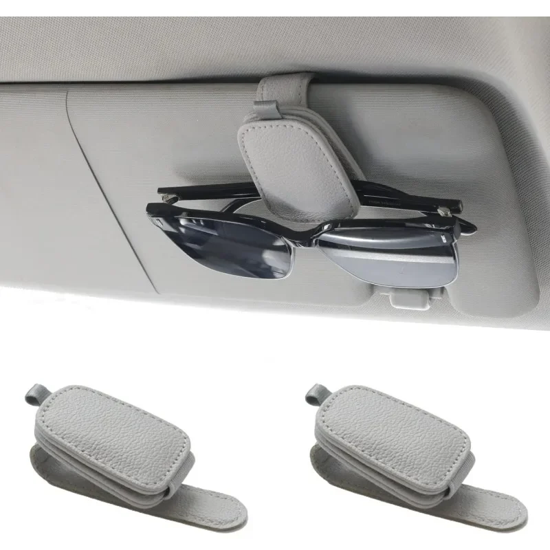 2 pacotes de suportes de óculos de sol para viseira de carro suporte de óculos de sol de couro magnético e clipe de cartão de bilhete acessórios de viseira de carro