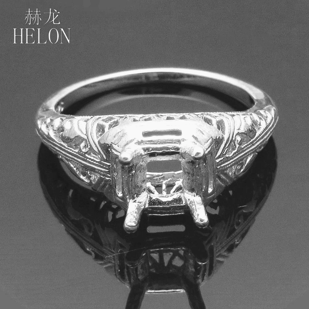 

HELON 5.5mm Princess Cut Semi Mount Ring Setting Sterling Silver 925 Women Ring Trendy Vintage Fine Jewelry Gift