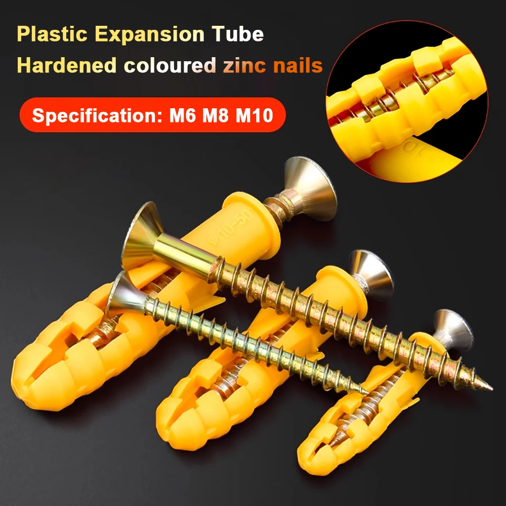

Drywall Anchor & Screw Assortment Kit - Plastic Wall Anchors & Philips Flat Head Screws - M6 M8 M10 Galvanized Screws
