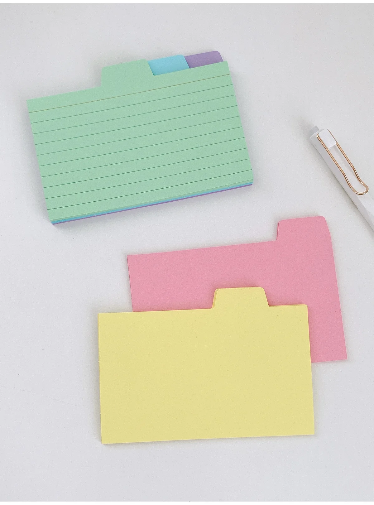 50 Stück Index-Etikettenpapier mit Laschen – 5 Farben, 7,6 x 12,5 cm (2,99 x 4,92 Zoll), 220 g/m2 dick, doppelseitig beschreibbar für einfaches Sortieren – Detail 4