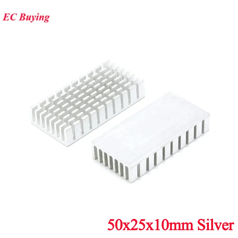 10pcs/1pc 50*25*10mm Heatsink Radiator Cooler Cooling Fin Aluminum Heat Sink LED Power IC Transistor Module PCB PBC 50X25X10mm