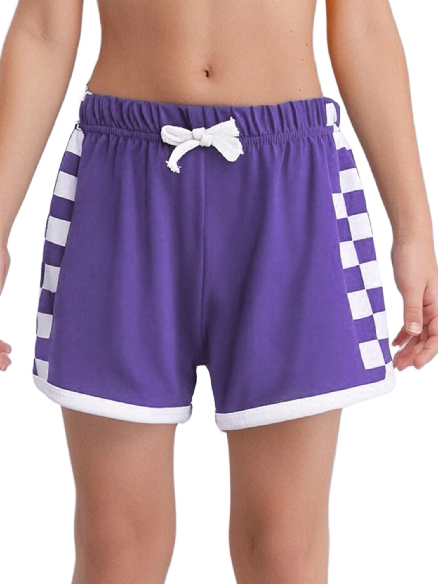 

Kids Girls Dance Athletic Shorts Bowknot Elastic Waistband Plaid Short Pants Gym Workout Yoga Fitness Cycling Running Sportswear