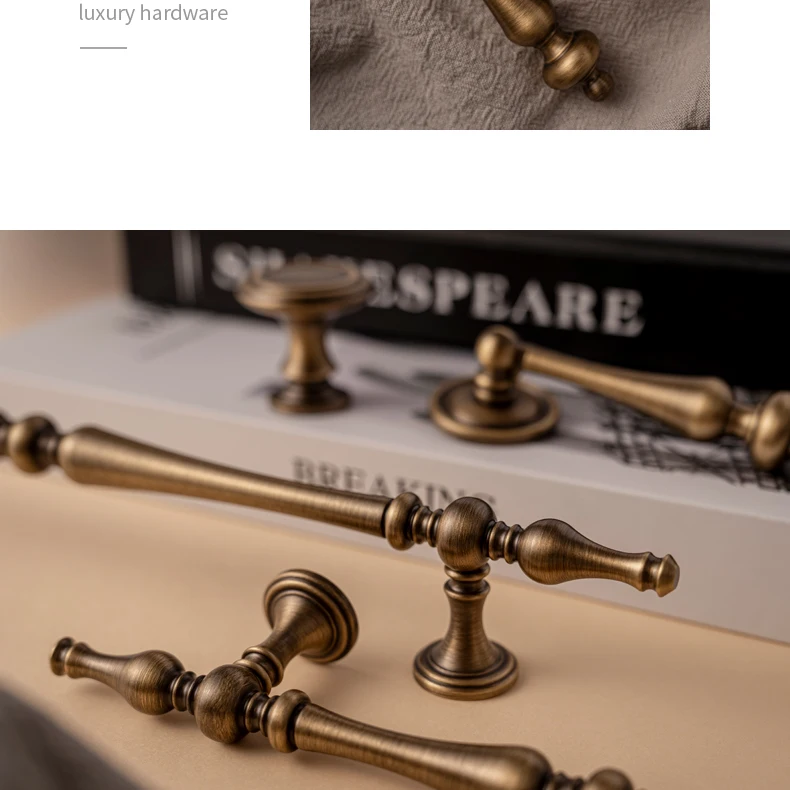 Antique brushed brass cupboard pull and furniture knob — supplier illustration 4