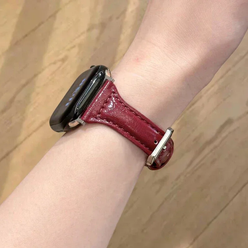 Leather Slim Strap for Apple Watch Band 44mm 40mm 41mm 45mm 46mm 42mm 49mm 44 45 IWatch Series 12 11 10 8 7 SE 6 Women Bracelet