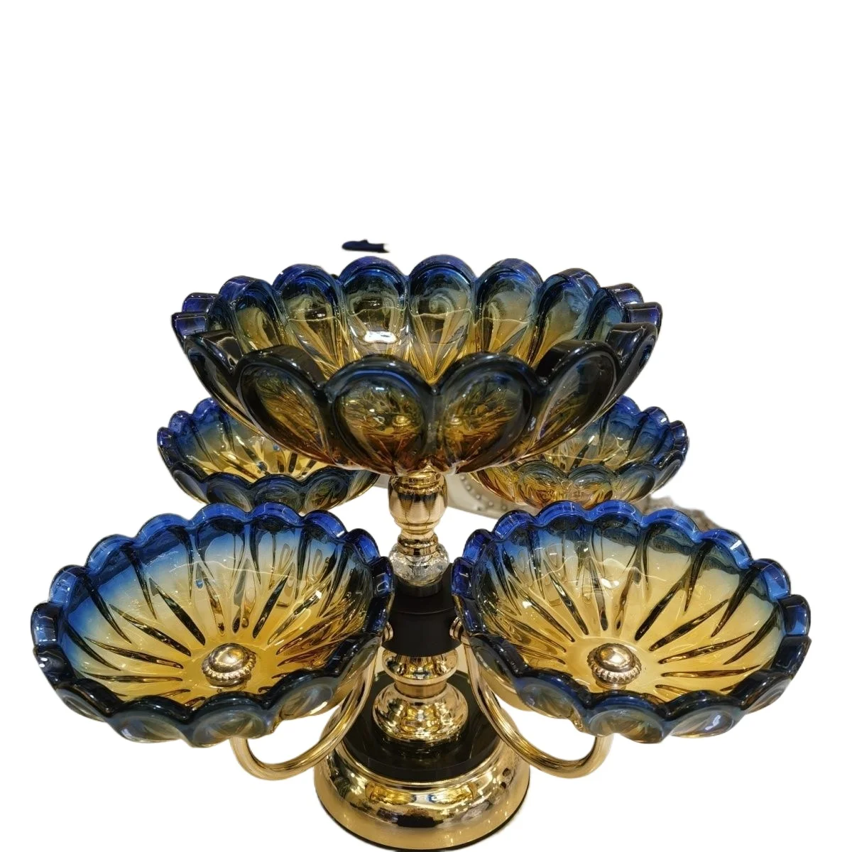 Glass multi-layer high-end candy tray household coffee table living room creative light luxury crystal fruit tray dried fruit