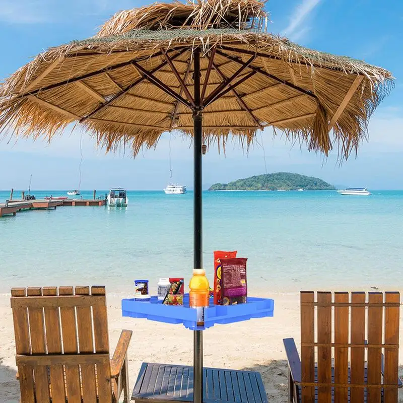Beach Umbrella Stand Beach Tray With 4 Cup Holders Beach Drink Holder Lightweight Beach Cup Holders Swimming Pool Table Umbrella