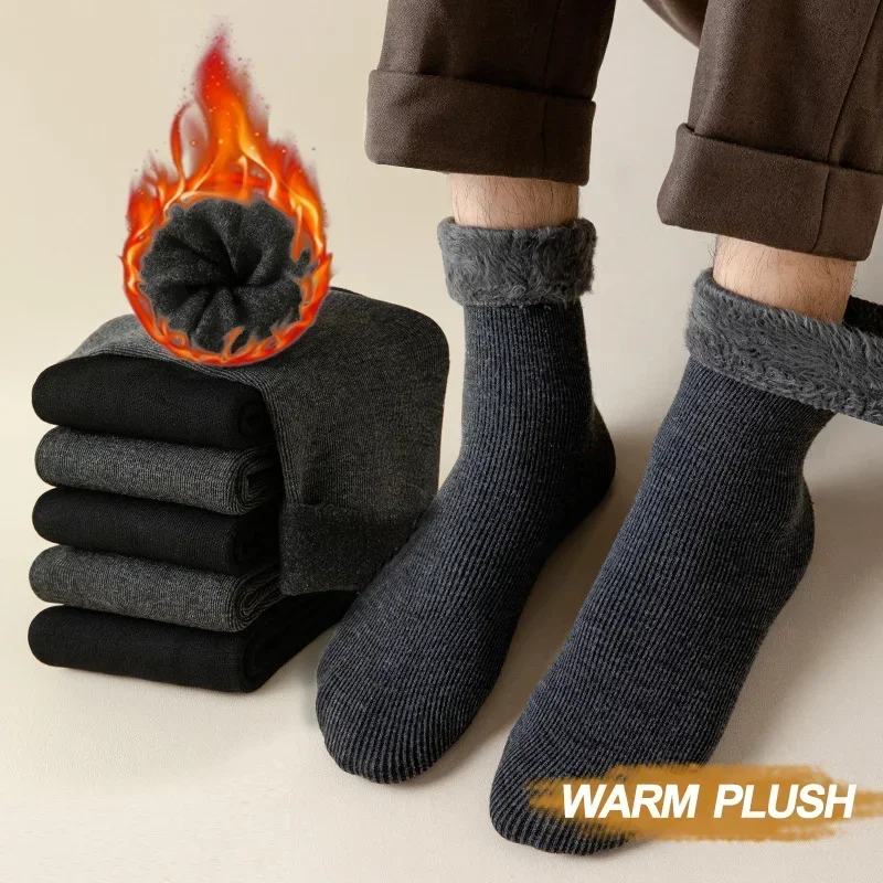 Women Men Winter Warm Thicken Wool Cashmere Snow Socks Velvet Thermal Sleep Solid Color Floor Sock Skin Seamless Soft