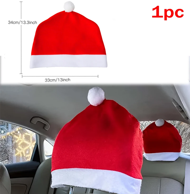 1 قطعة/مجموعة عيد الميلاد كرسي يغطي المواد المخملية عيد الميلاد موضوع مقعد السيارة الزخرفية مسند الرأس يغطي كرسي مسند الرأس القبعات الديكور