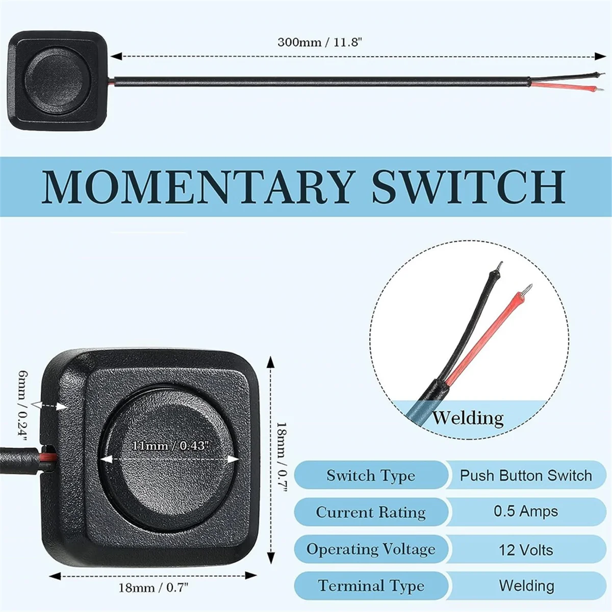 5ชิ้นสวิตช์ชั่วขณะปุ่มกดเปิดปิดสวิตช์ปุ่มขนาดเล็ก12V 24V ติดพื้นผิว